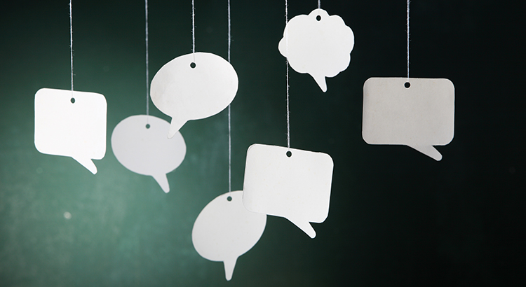 speech bubbles on the chalkboard