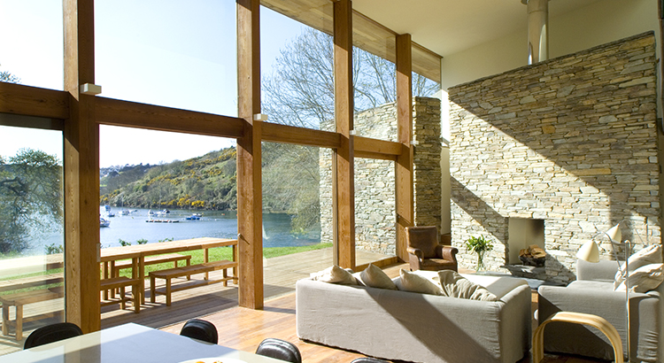 Large windows in modern living room