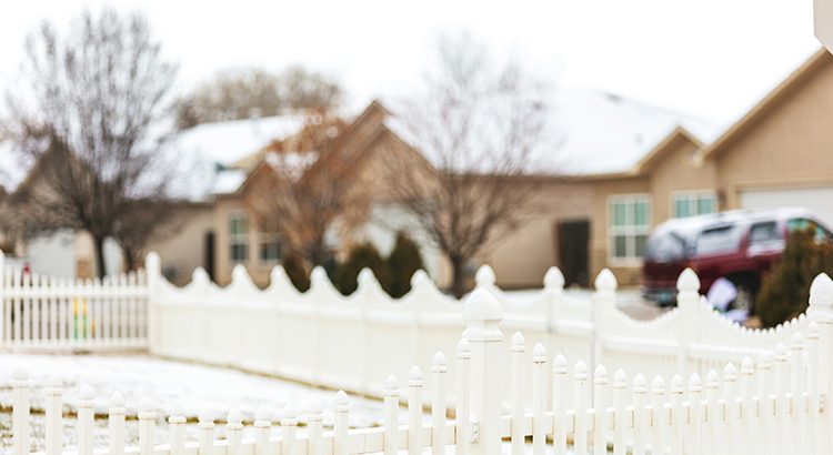 In Western Colorado Snow Frosted Suburb Homes in Neighborhood during winter (Shot with Canon 5DS 50.6mp photos professionally retouched - Lightroom / Photoshop - original size 5792 x 8688 downsampled as needed for clarity and select focus used for dramatic effect)