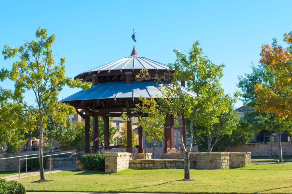 Gazebo in the center of the Lantana TX community in Denton County, TX