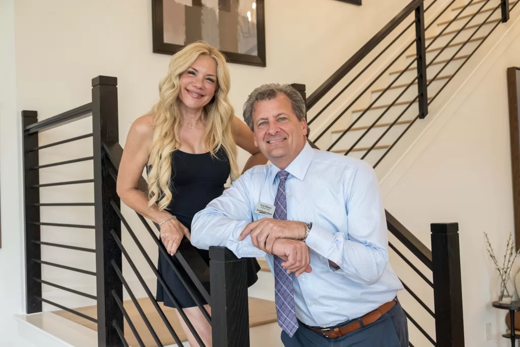 Francesca Mangini, REALTOR with Seay Realty Group, and David Weekley Homes representative Scott Maness during a Furst Ranch model home tour near Flower Mound and Bartonville, TX.